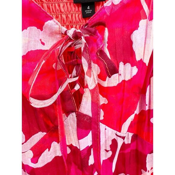 Torrid Midi Pink Floral Lace Up Smocked Dress Shady Rose 4 4X 26 Boho Tea Party - Picture 7 of 14